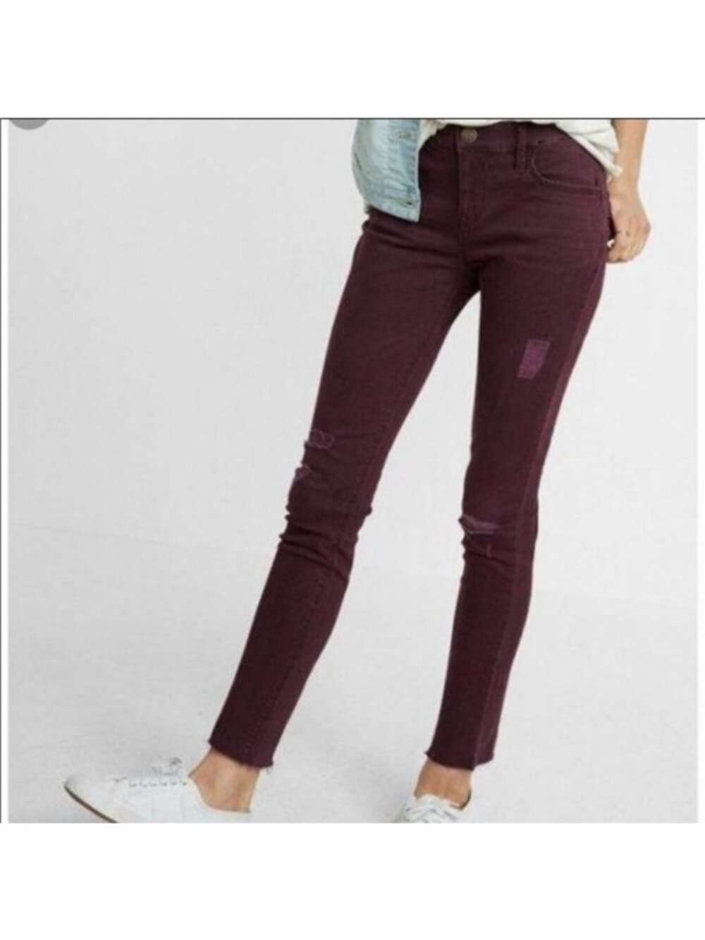 Express Midrise Ankle Legging Wine Jean Distressed
